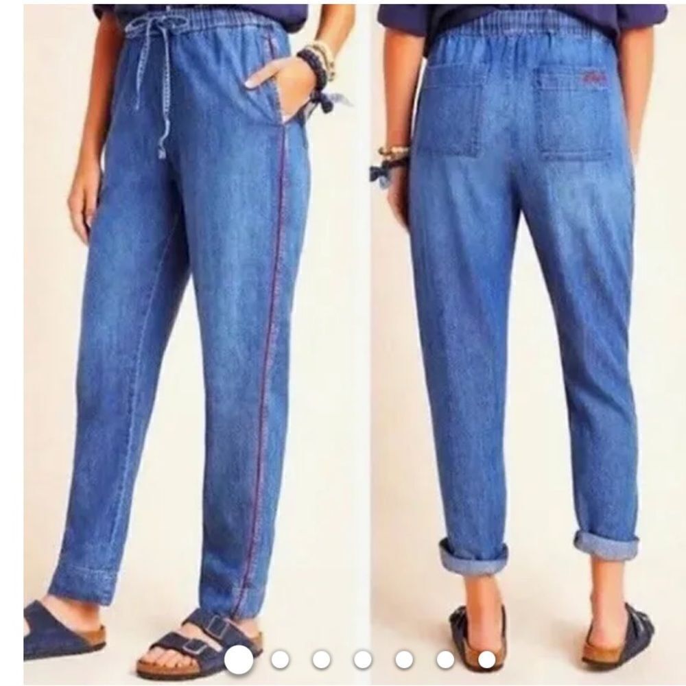 Sundry Chambray Loved Elastic Waist Summer Denim Pant Size Small - Picture 2 of 4
